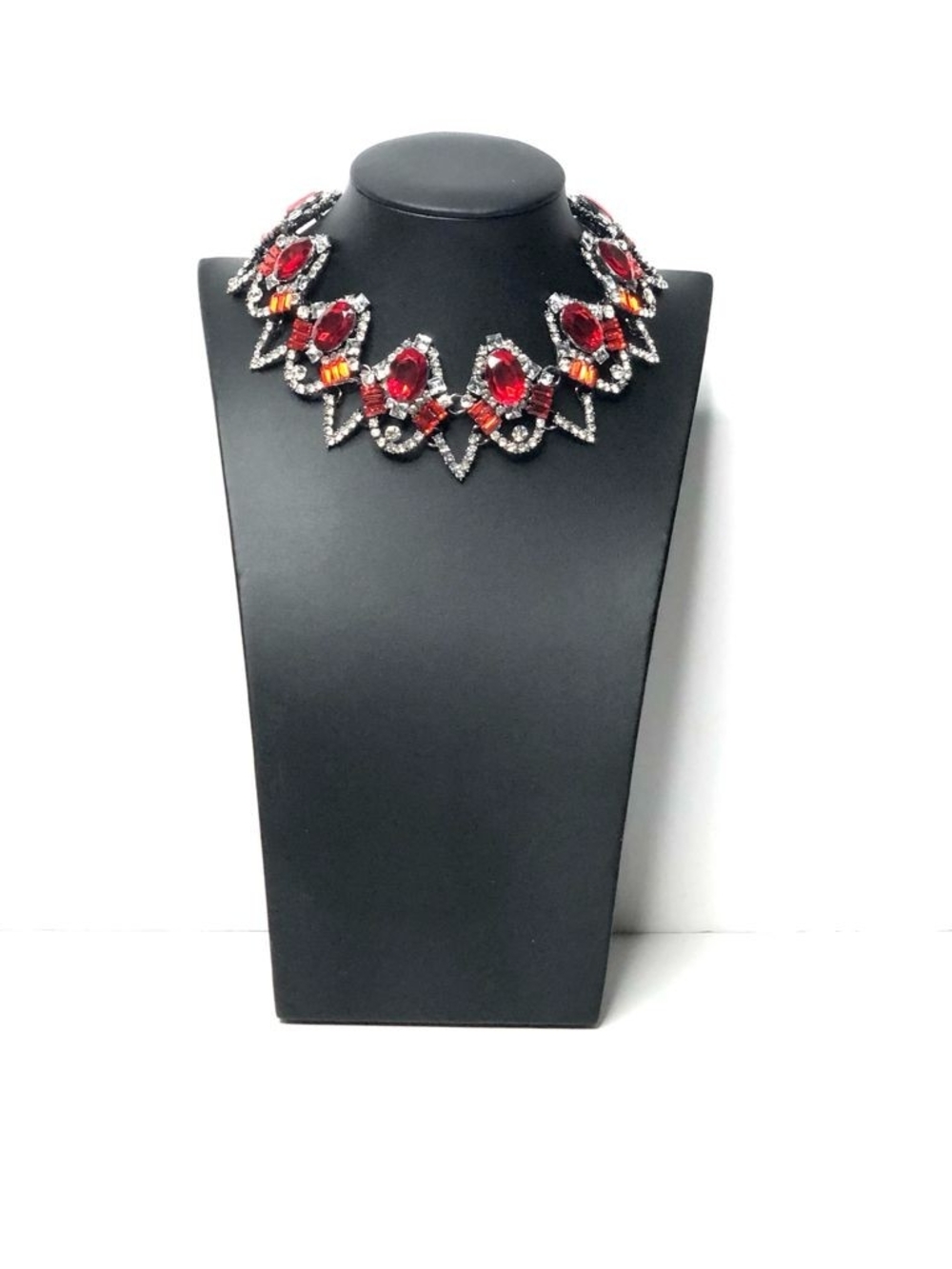 Statement Red Crystal Collar Necklace - Designer Style